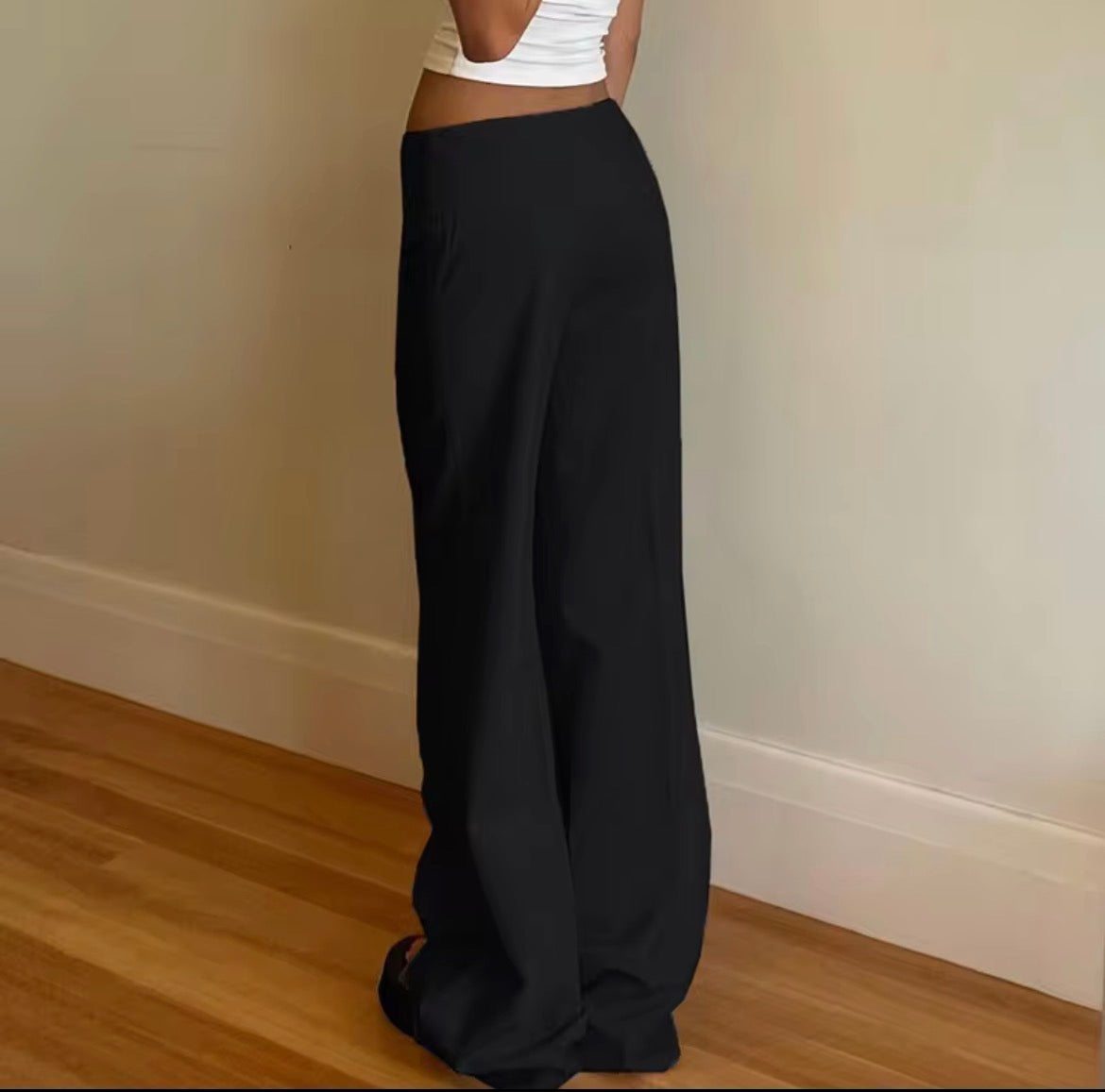 Double buckle wide leg trouser