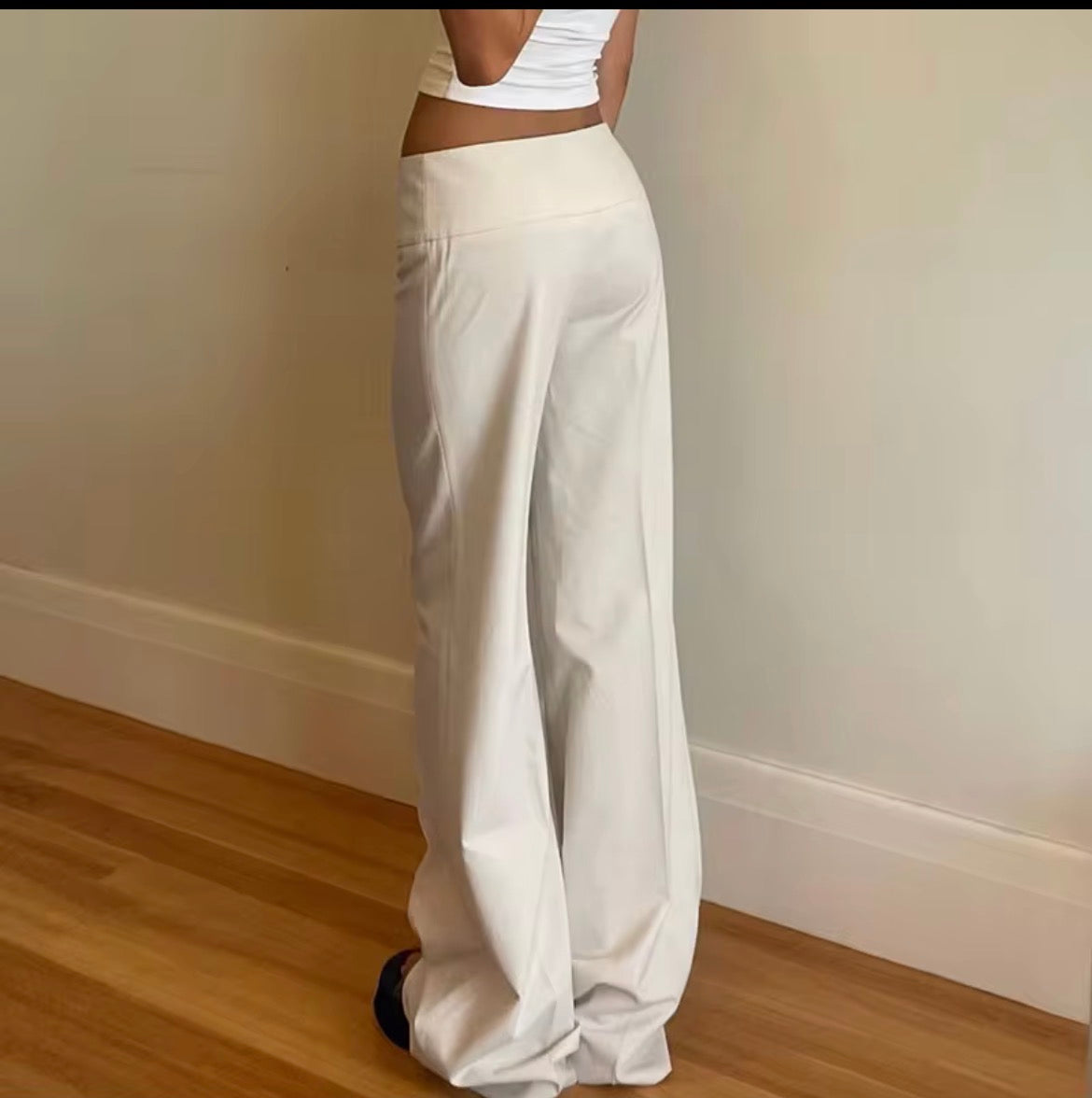 Double buckle wide leg trouser