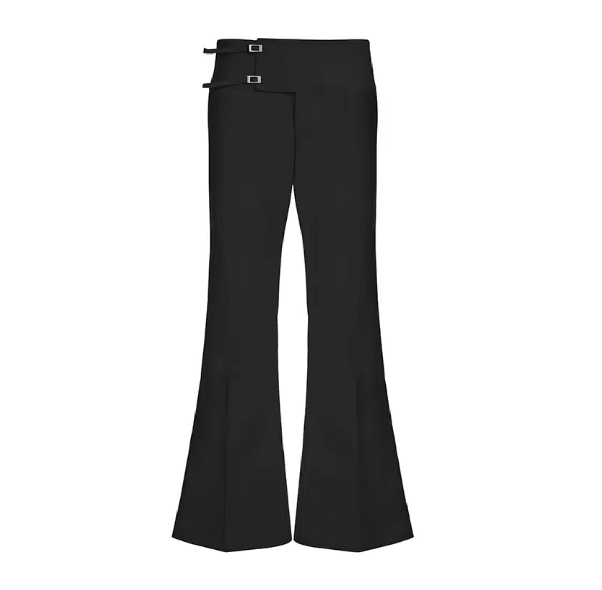 Double buckle wide leg trouser