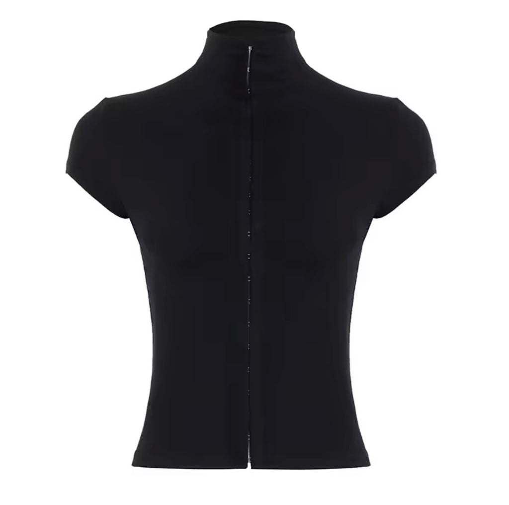 Hook closure turtle neck top